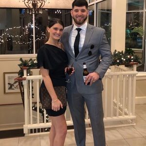 One shoulder black satin mini dress